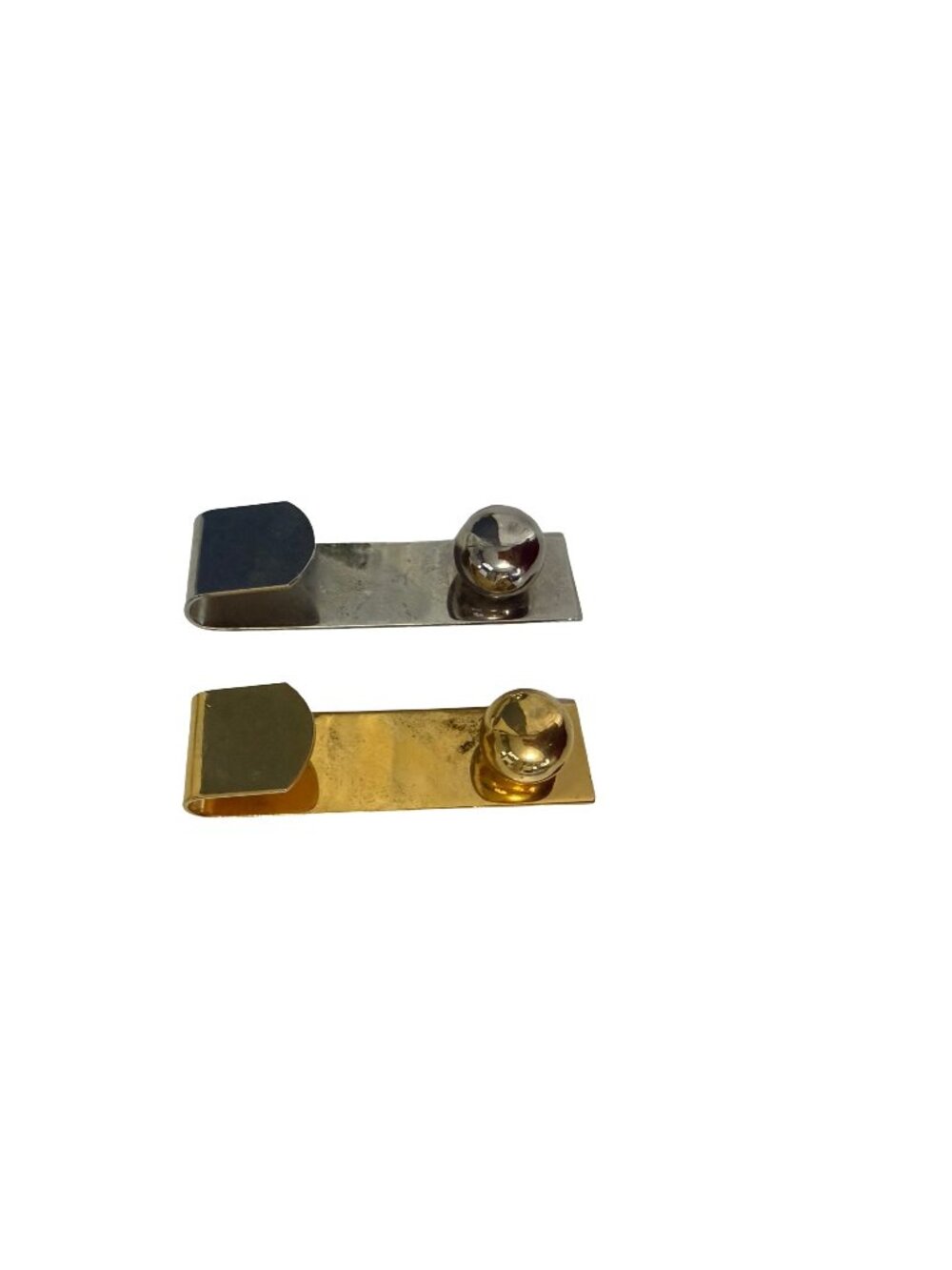 Vintage Gold Tone & Silver Tone Sweater Guard Collar Clips Set of 2 Geometric Ba